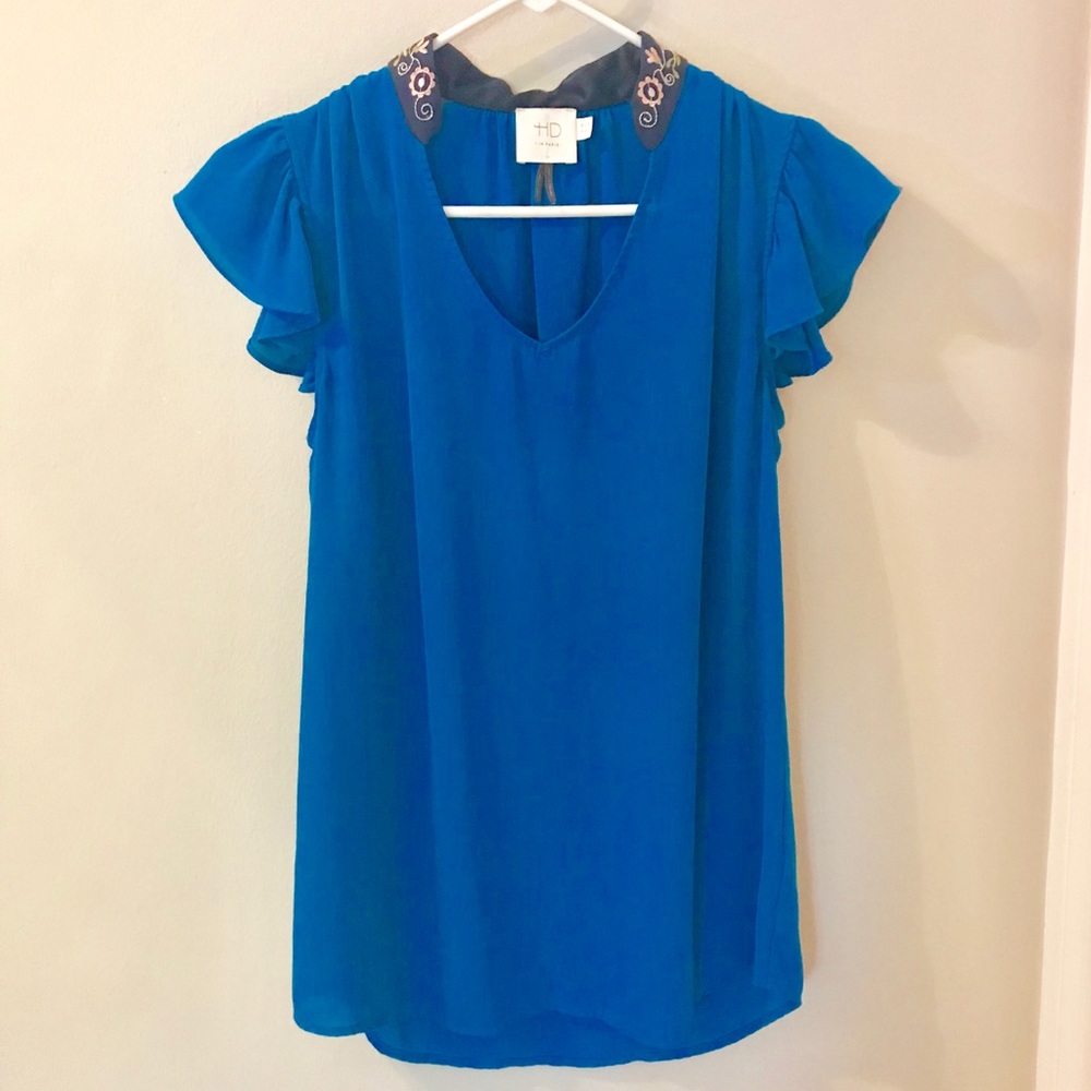 Anthropologie Bright Blue Top